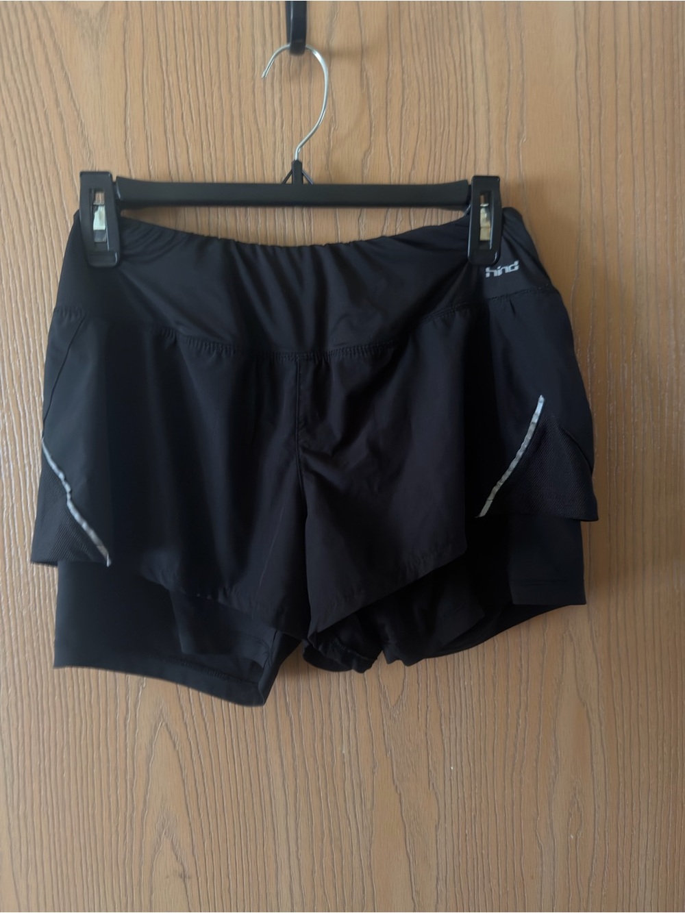 Hind Black Layered Athletic Running Shorts with Reflective Trim